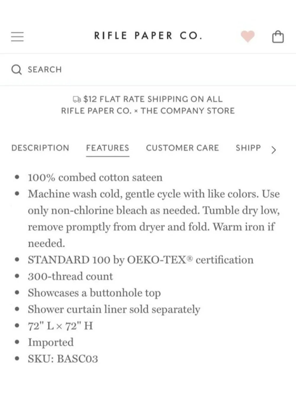 Nordstrom Floral Ivory Blue Peacock Rifle Paper Co Shower Curtain 70